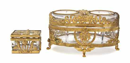 Appraisal: Two French Glass and Gilt Bronze Mounted Boxes one of