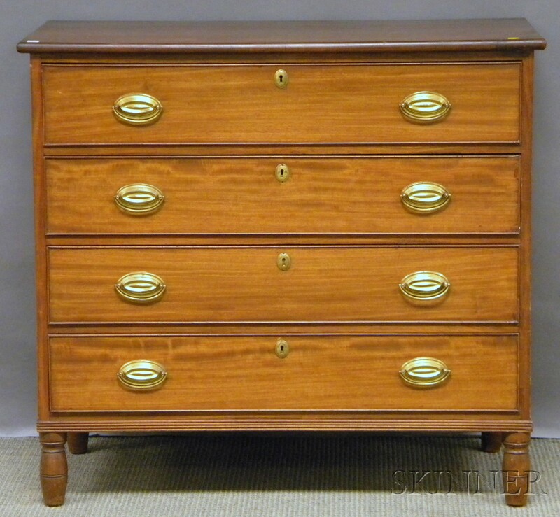 Appraisal: Late Federal Mahogany Four-drawer Chest ht lg in Provenance Foxcroft