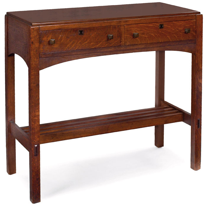 Appraisal: Limbert hall table rectangular top over two drawers and an