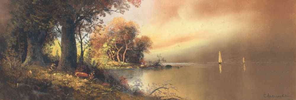 Appraisal: HUDSON RIVER SCHOOL STYLE CHANDLER PASTEL DEPICTING SAILING SHIPS IN