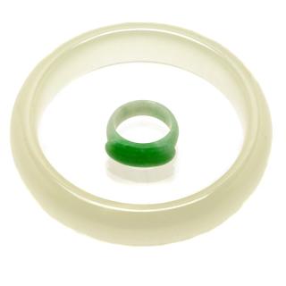 Appraisal: Two Jadeite Jewelry Items cm Two Jadeite Jewelry Items The