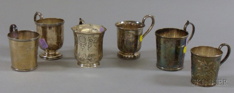 Appraisal: Six Coin Silver and Silver Plated Cups N Harding coin