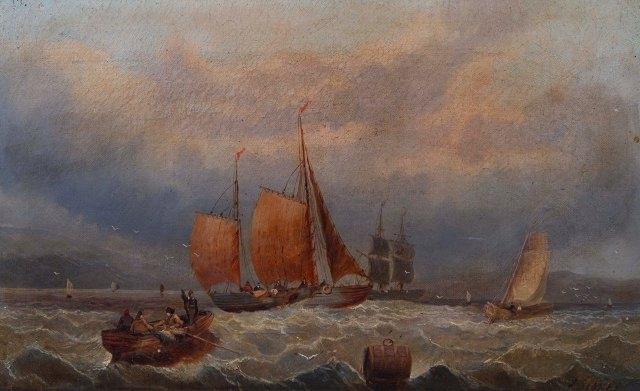 Appraisal: SIDNEY TH CENTURY Figures and sailing vessels off the coast