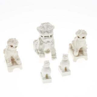 Appraisal: Chinese blanc de chine foo lions Chinese blanc de chine