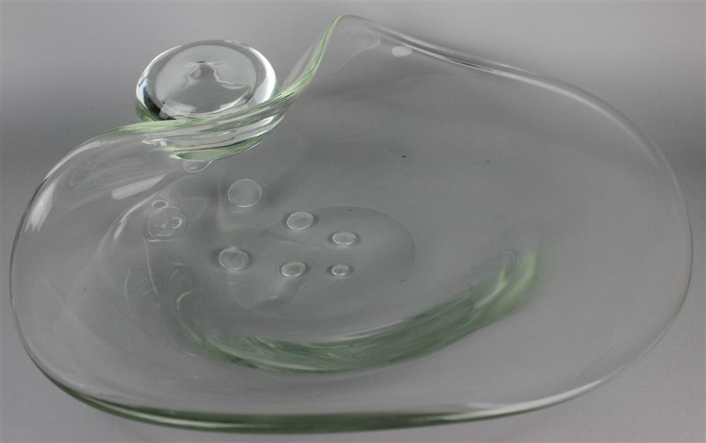 Appraisal: LIVIO SEGUSO GLASS SCULPTURAL PLATTER SIGNED DES L SEGUSO the