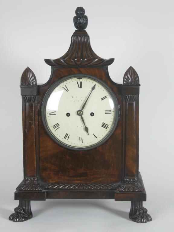 Appraisal: An early th Century Bracket Clock the mahogany case with