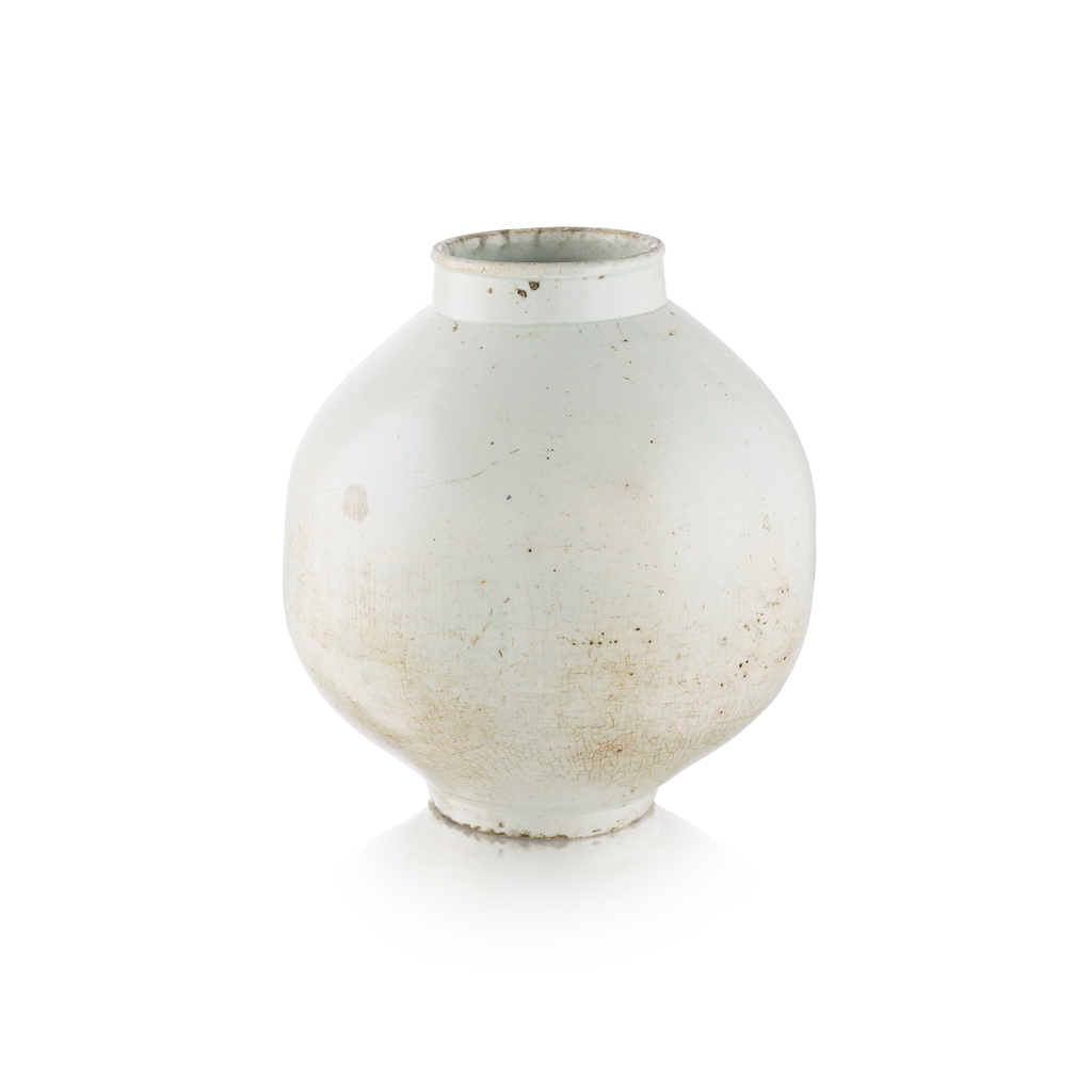 Appraisal: KOREAN WHITE-GLAZED MOON JAR JOSEON DYNASTY TH TH CENTURY the