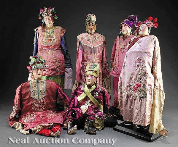 Appraisal: A Collection of Six Chinese Opera Dolls Marionettes early th