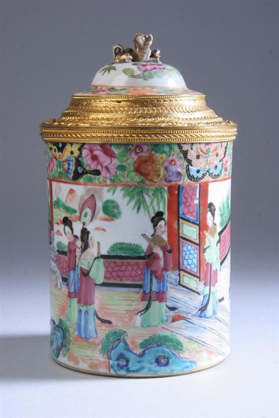 Appraisal: CHINESE EXPORT ROSE MANDARIN PORCELAIN JAR AND COVER th century