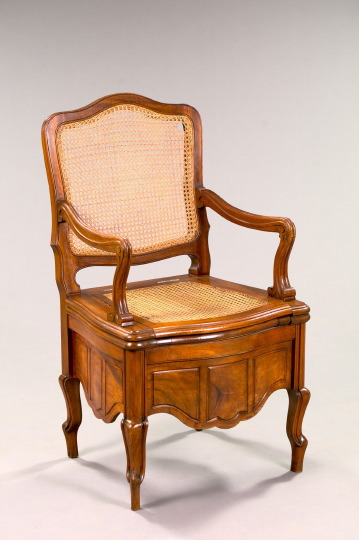 Appraisal: French Provincial Faded Mahogany Lift-Seat Commode Chair early th century