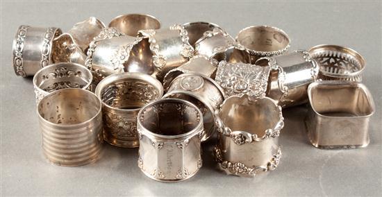 Appraisal: Eighteen American sterling silver napkin rings late th and early