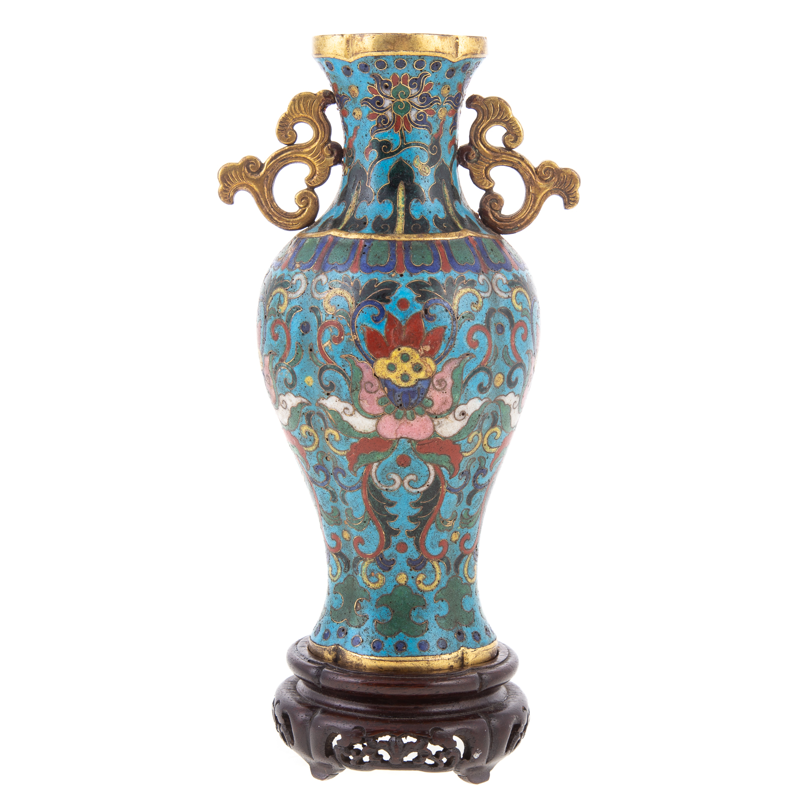 Appraisal: CHINESE CLOISONNE ENAMEL MINIATURE VASE Chien lung th century gilt