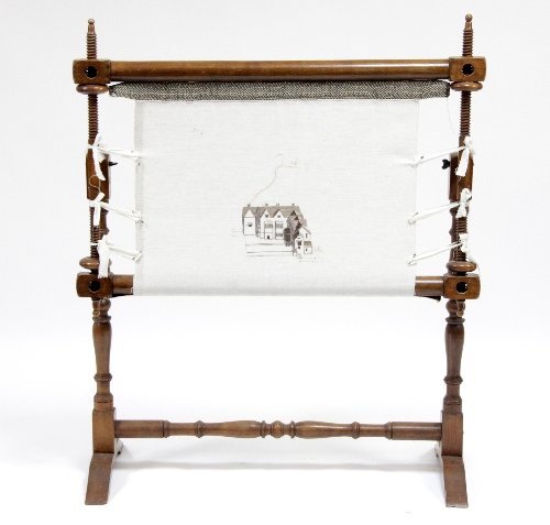 Appraisal: A walnut tapestry frame cm wide with partially complete tapestry