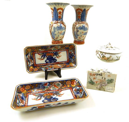 Appraisal: ASIAN Late th early th C hand painted porcelain six