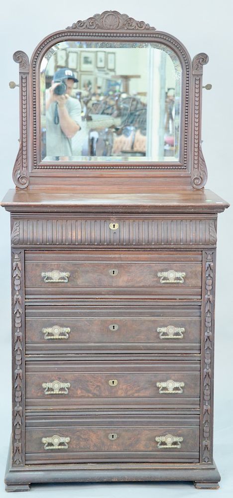 Appraisal: Victorian chest and mirror ht in Victorian chest and mirror