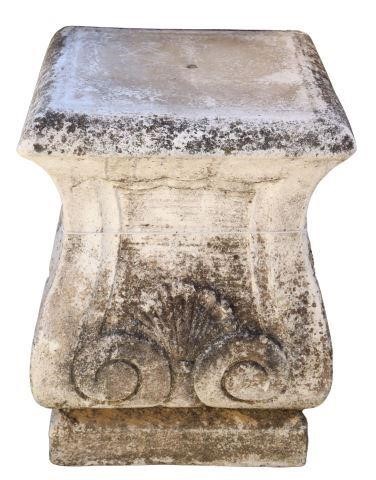 Appraisal: Large cast stone shaped garden plinth thc scroll and shell