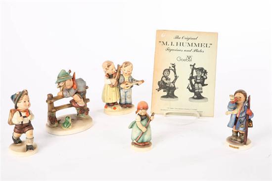 Appraisal: FIVE HUMMEL FIGURES Hear ye hear ye h Retreat to