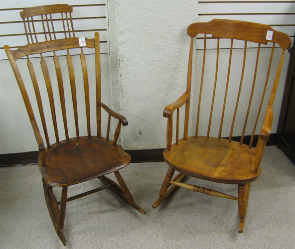 Appraisal: TWO AMERICAN ROCKING CHAIRS Windsor comb-back rocker with flattened arrow