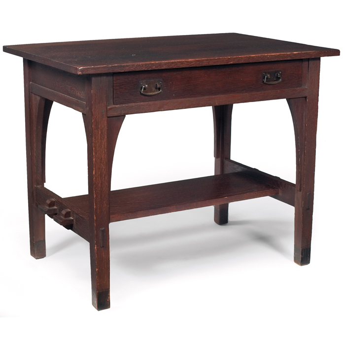 Appraisal: L JG Stickley library table similar to single drawer above