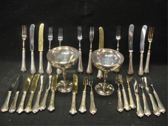 Appraisal: English Sterling Flatware Pair Sterling Goblets other Assorted Silver Flatware