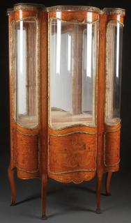 Appraisal: GILT BRONZE MARQUETRY INLAID CURIO CABINET A FINE GILT BRONZE