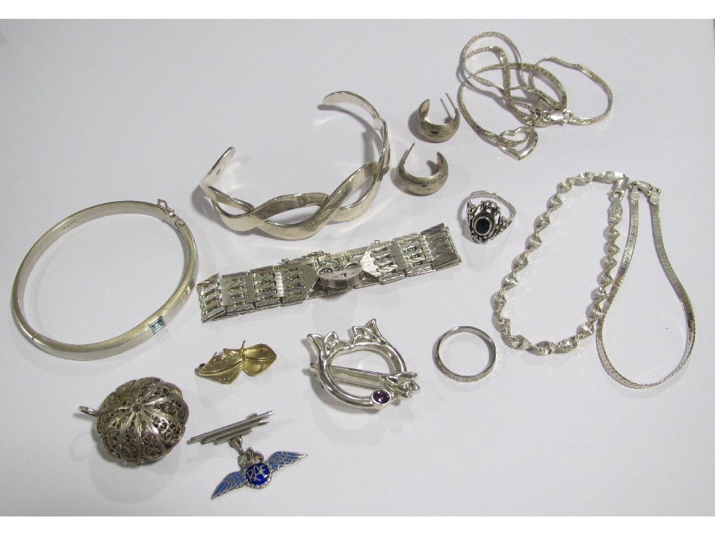 Appraisal: Lot of silver pieces to include bangles bracelets earrings etc