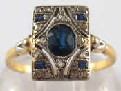 Appraisal: A yellow metal tests carat gold sapphire and diamond ring