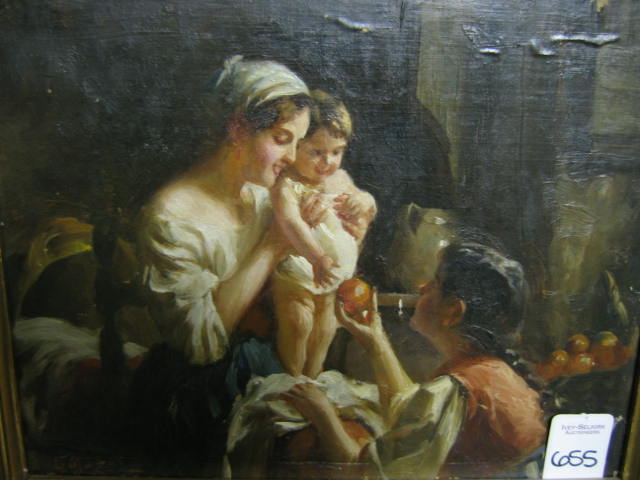 Appraisal: GIUSEPPE MAGNI ITALIAN - Mother with children oil on canvas