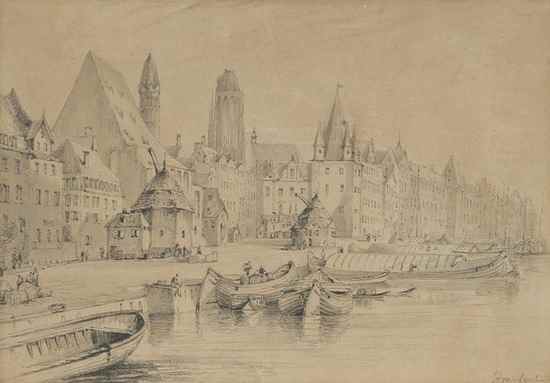 Appraisal: Stanfield William Clarkson View of Frankfurt am Main pencil drawing