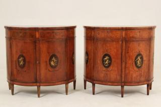 Appraisal: PAIR OF TH C ENGLISH SHERATON COMMODES HANDSOME PAIR OF