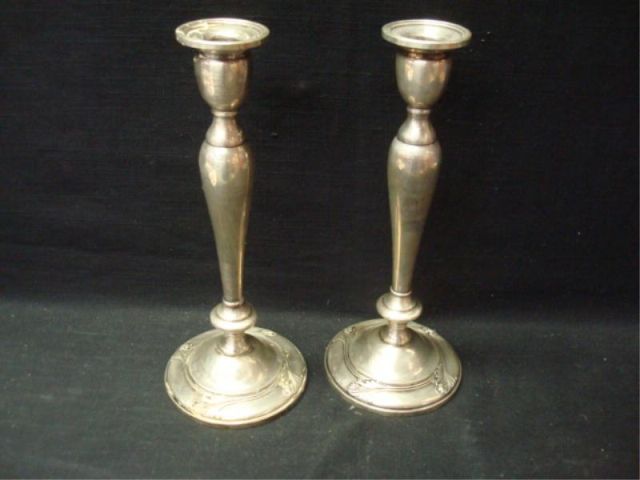 Appraisal: Pair sterling weighted candlebra International silver From a Yonkers NY