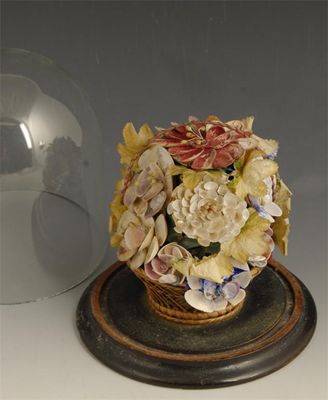 Appraisal: A th century shell ornament modelled as a basket of