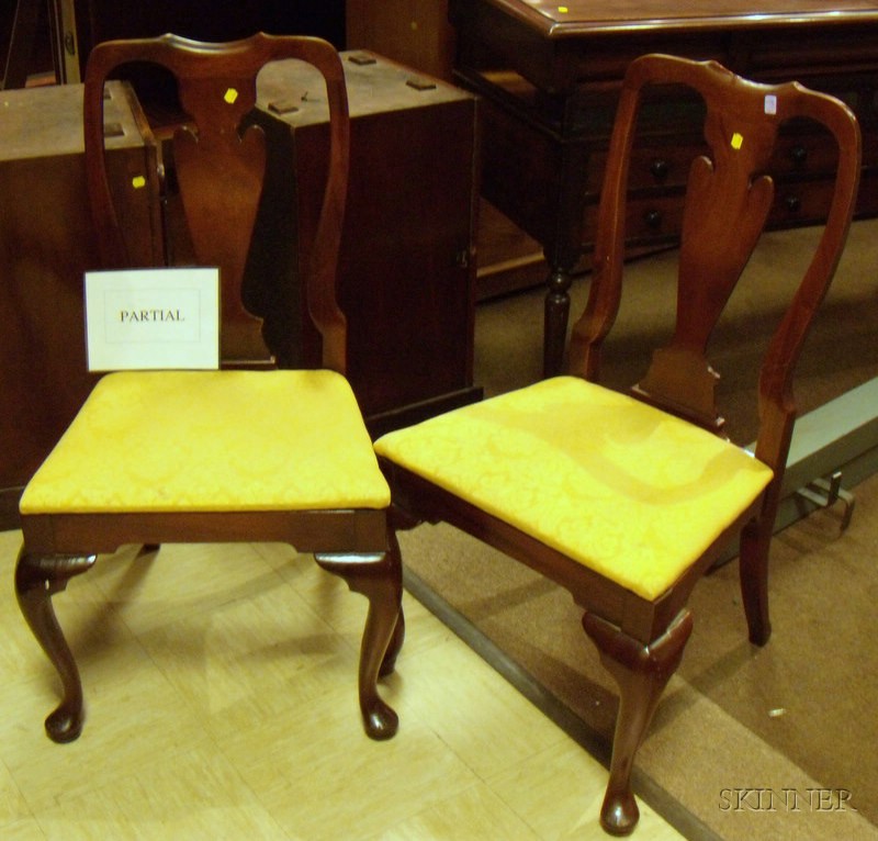 Appraisal: Set of Four Hickory Queen Anne Style Mahogany Side Chairs