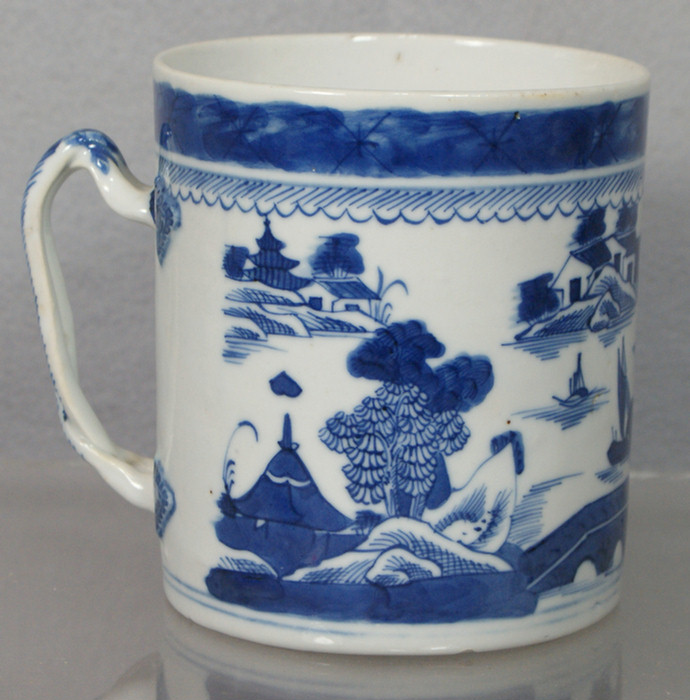 Appraisal: Chinese Export porcelain Canton mug open strap handle tall tiny