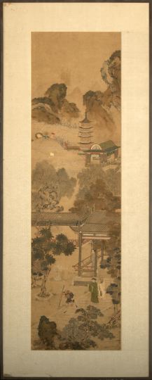 Appraisal: Framed Chinese Scroll th century ink and gouache on paper