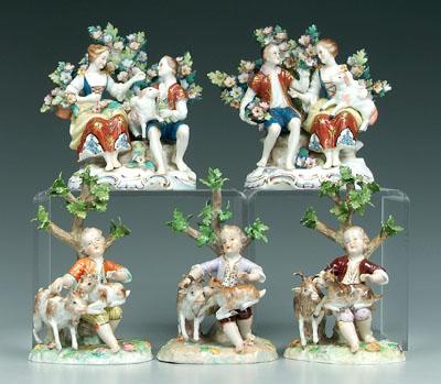 Appraisal: Five figurines three of boys with goats all with th