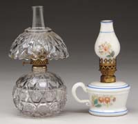 Appraisal: TWO MINI LAMPS S - Clear pressed glass base and