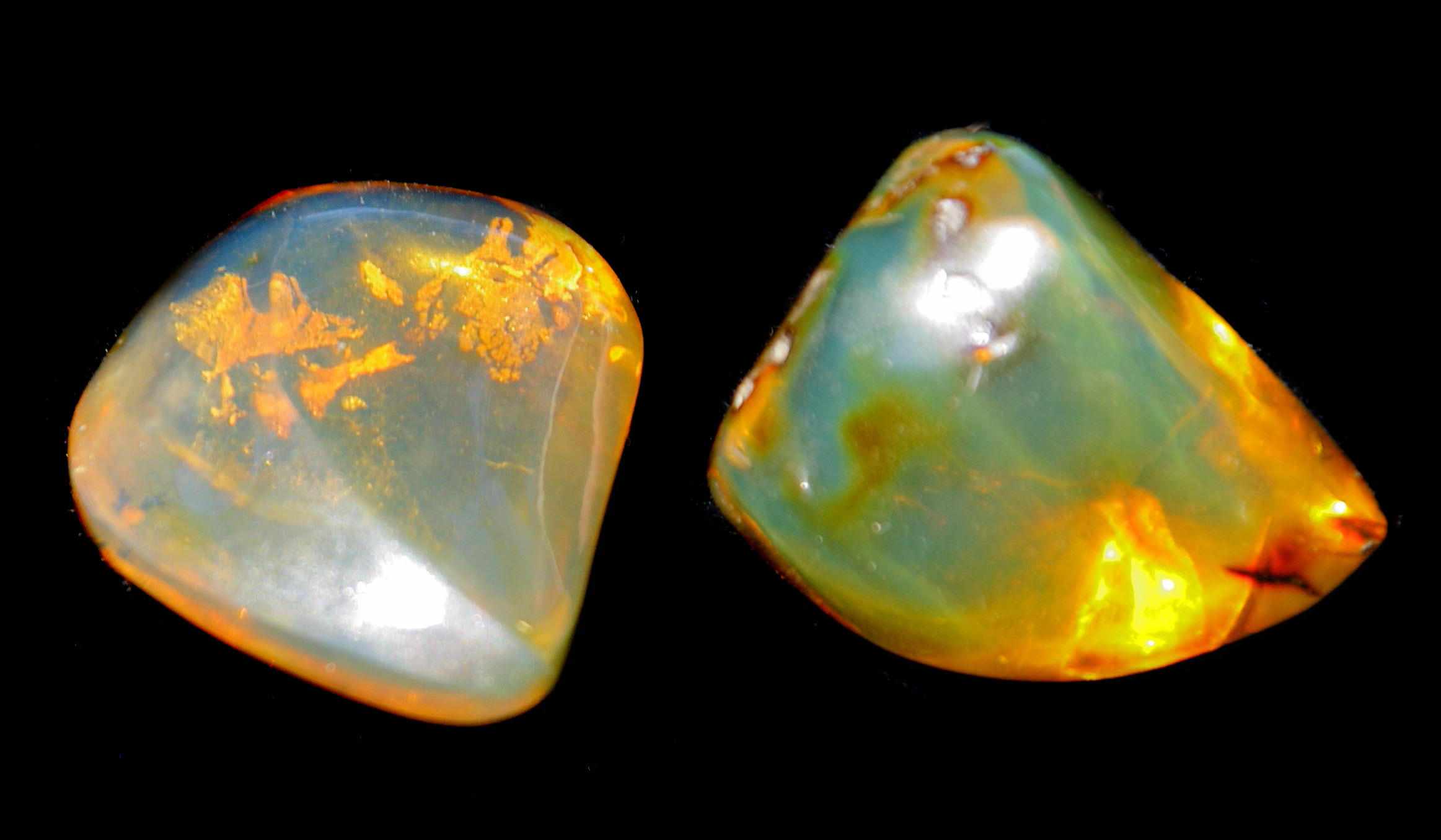 Appraisal: Without Reserve Two Crystal Blue Dominican Amber Gems Oligocene Dominican