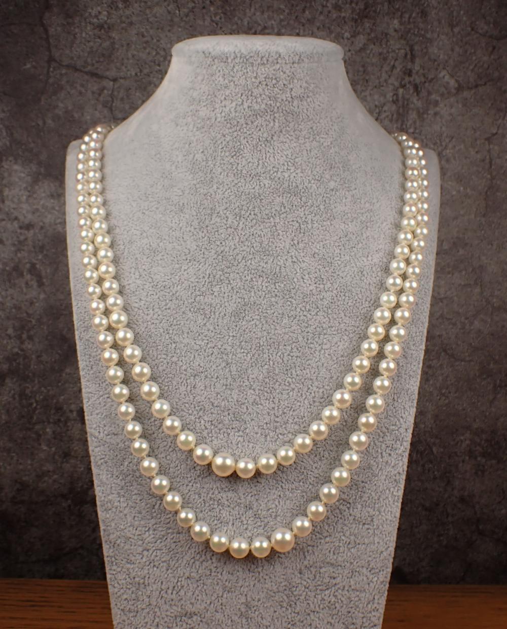 Appraisal: JAPANESE AKOYA PEARL DOUBLE STRAND NECKLACE measuring - in length