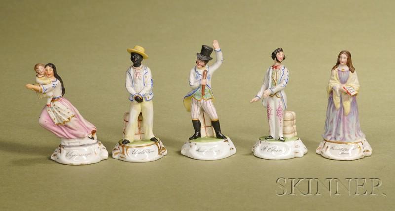 Appraisal: Five Bisque Figures from Uncle Tom's Cabin Germany late th