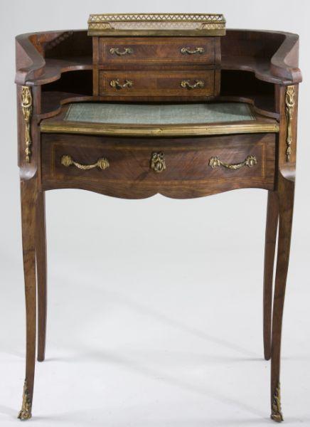 Appraisal: Louis XV Style French Lady's Writing Desk ca rosewood veneer