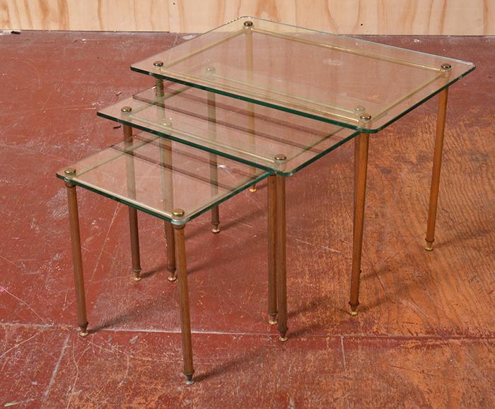 Appraisal: NEST OF THREE GLASS TABLES