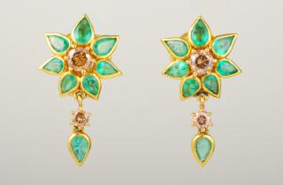 Appraisal: Mariyn Cooperman Gem Stone Earrings Mariyn Cooperman green gem stone