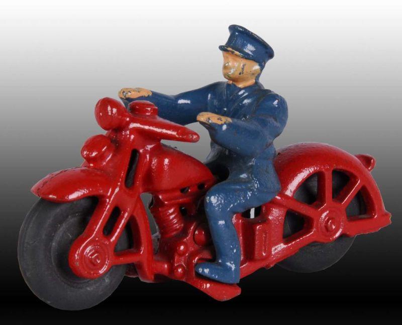 Appraisal: Cast Iron Hubley Motorcycle Toy Description Separate cast Policeman rider