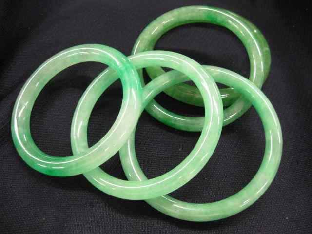 Appraisal: Jade Bangle Bracelet mottled green most have '' opening excellent