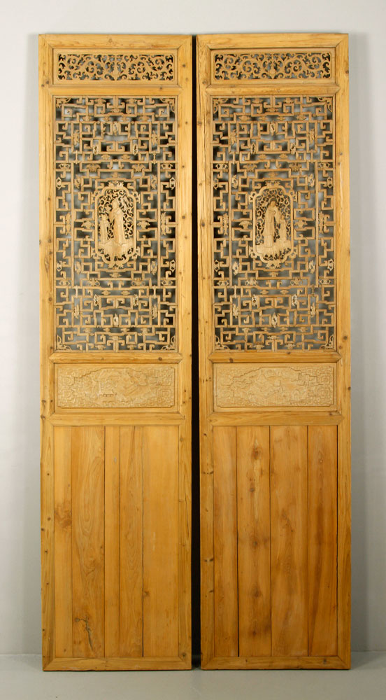 Appraisal: - Pair Chinese Carved Panel Doors Pair of carved panel