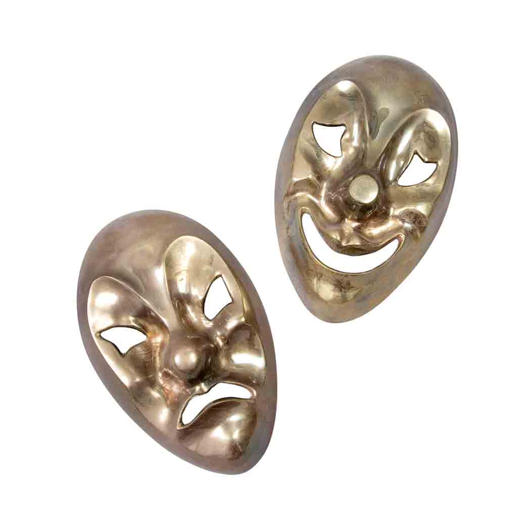 Appraisal: Pair of Polished Brass Comedy and Tragedy Masks Height inches