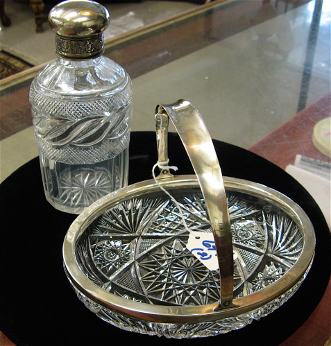 Appraisal: TWO STERLING SILVER MOUNTED GLASS PIECES the first a Russian