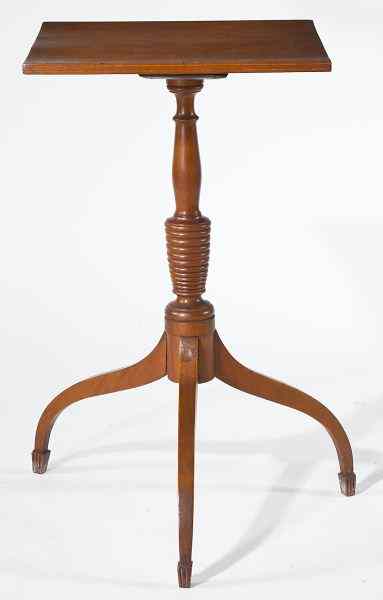 Appraisal: American Federal Candlestandearly th century walnut having a square top