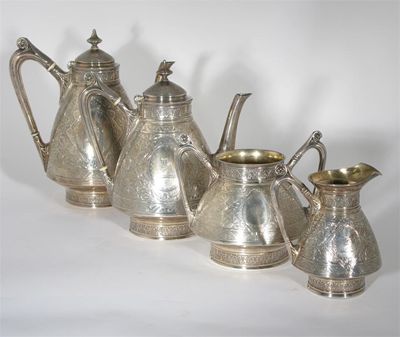 Appraisal: An Elkington Co silver four piece Aesthetic Movement tea set